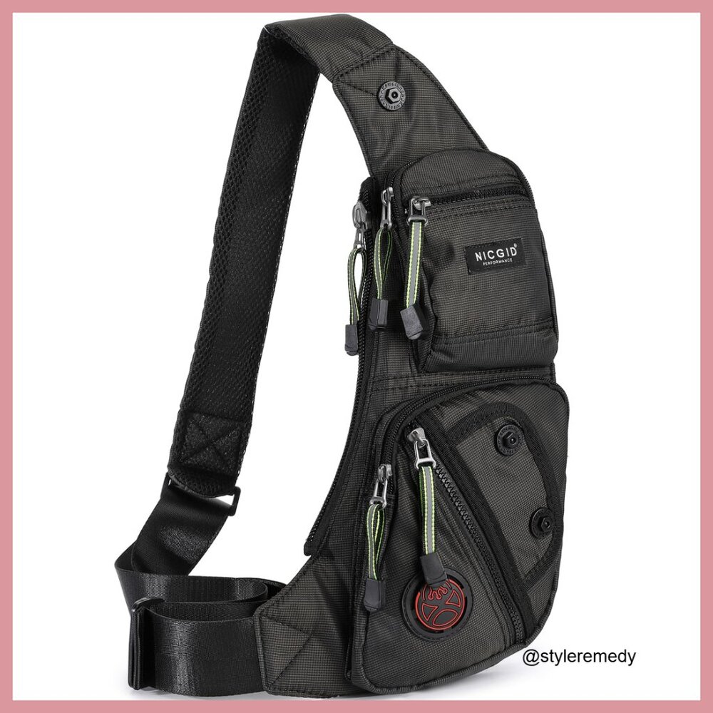 Water-Resistant Nylon Sling Bag Daypack Crossbody Backpack